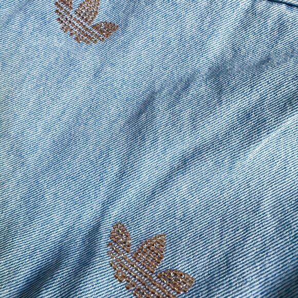 ADIDAS ORIGINAL Denim Rhinestone Pants with 3 strips - Light Blue- Size xl - Picture 4 of 10